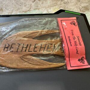 Bethlehem Olive Wood Carved Bird Dove Hanging Ornament Souvenir 7" x 3"